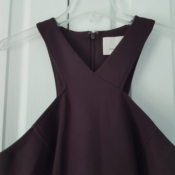 Cinq a Sept Dark Cherry Melina Halter Style Open Shoulder Cocktail Sheath Dress - Picture 3 of 16